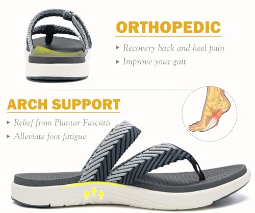 Image of COFACE Womens Trendy Orthotic Flip Flops Lightweight Yoga Mat Thick Cushion Walking Thong Sandals Adjustable Slip On Slippers With Comfortable Plantar Fasciitis Arch Support