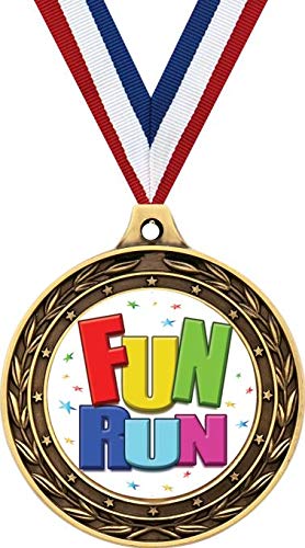 Fun Run Gold Duo Medal, 3" Fun Run Prizes, Kids Fun Run Trophy Medal Awards