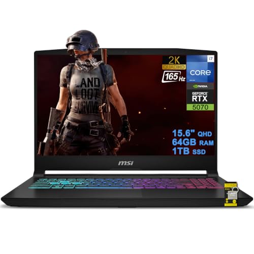 Image of msi Katana 15 HX Gaming Laptop 15.6 inch QHD 165Hz 100% DCI-P3 Intel 16-core i7-14650HX (>i9-12900H) 64GB DDR5 1TB SSD GeForce RTX 5070 DLSS4 (Up to 798 AI Tops) RGB Backlit Type-C Win11 ICP Acc