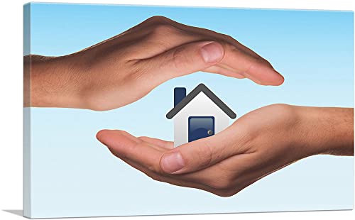 ARTCANVAS Insurance Real Estate Office Business Hands House Canvas Art