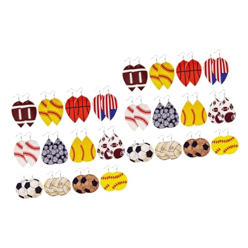 Boucles d'oreilles baseball et rugby cuir légères lot