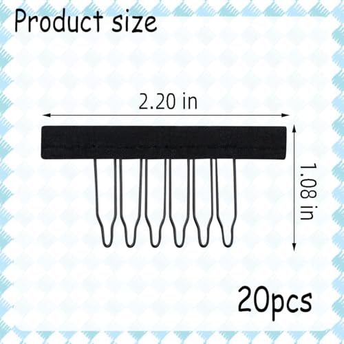 Set de 20 Peines para Pelucas con Dientes de Metal Negro miniatura 6