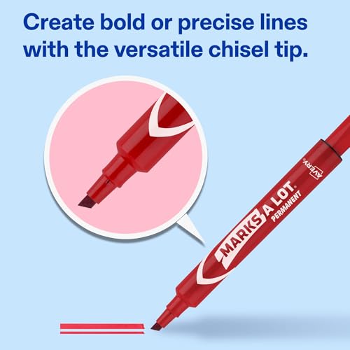 Image of Avery Marks A Lot Permanent Markers, Large Desk-Style Size, Chisel Tip, Value Pack, 36 Red Markers Total, Ideal for Signs, Posters, Labeling, and More (98240)