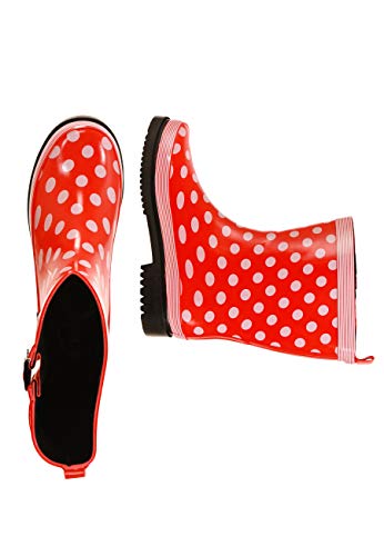 MADSea Damen Gummistiefel Ocean Halbschaft, Rot mit weißen Punkten, 39 EU