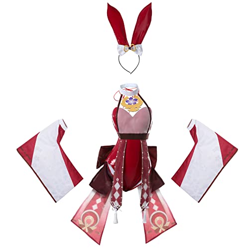 NSPSTT Bunny Costume Women Yae Miko Cosplay Genshin Bunny Girl Cosplay Outfits, XL