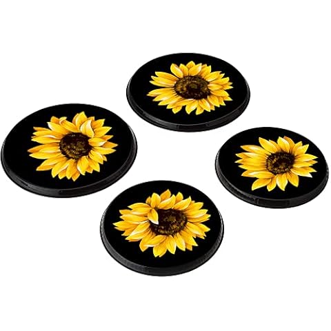 Stove Burner Covers Set of 4,8 Inches and 10 Inches,Gas Stove Burner Covers,Metal Stove Burner Cover Sunflower Bloom Cover