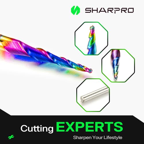 Sharpro SPWSX2QX3.151050C Tapered Ball Nose End Mill 1/8 Shank 8 Degree 1Mm Tip Quark Smooth Coated Carbide Cnc Spiral Router Bit thumb #2