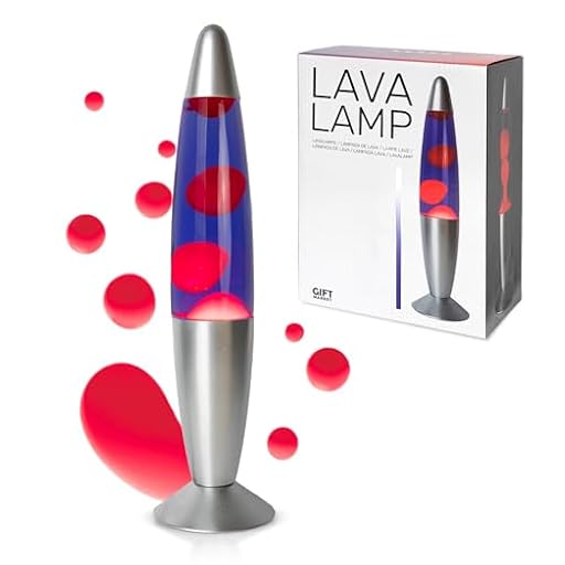 GIFTMARKET - Lámpara de lava roja y morada. Lámpara de mesita de noche con 2 bombillas incluidas. Regalo adolescentes divertido. Lámpara retro de 34 x 8,5 cm. | Ya disponible en tu tienda friki favorita! En mundofriki.es!