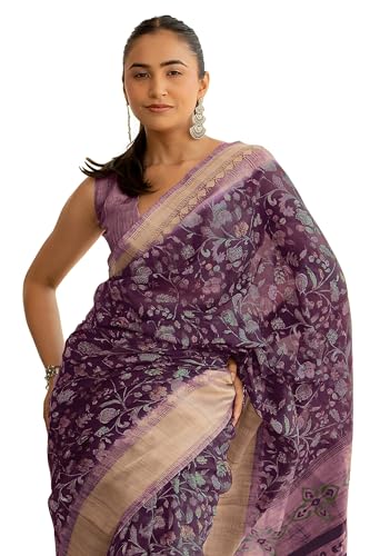 Image of MIRCHI FASHION Women Saree Cotton Blend Kalamkari Printed | Comfortable Office and Regular Daily Use Sari with Unstitched Blouse Piece