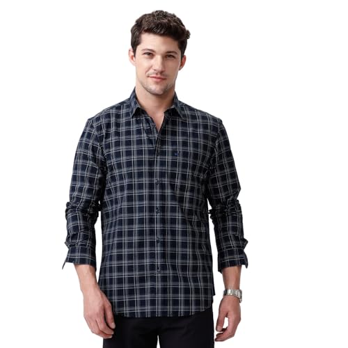Image of BASICS 100% Cotton Checked Shirt for Men | Slim Fit | Everyday Smart Casual Wear | Full Sleeve