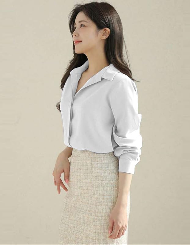 Image of Women's Regular Fit Korean Style Shirts | Stylish Western Shirt with Concealed Placket | Casual & Office Wear Shirt for Women