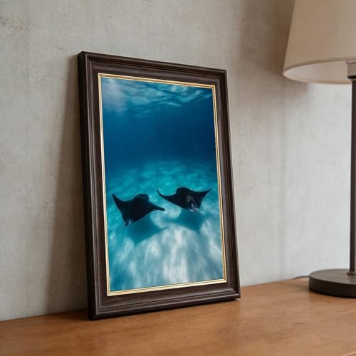 Manta Rays décoration murale toile chambre : tableau bleu épuré