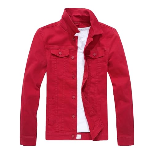 JEShifangjiusu Mens Regular-Fit Sweatshirt Jean Coat Lightweight Trendy Jean Jacket Utility Denim Shacket with Pocket