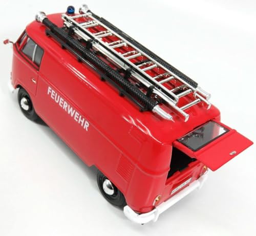 Motormax Volkswagen Type 2 (T1) Fire Van Rojo 1/24 miniatura 3