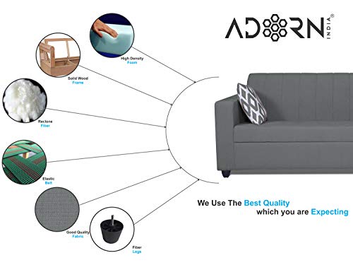Image of Adorn India Rio Highback 3+2+1 Six Seater Sofa Set (Grey) (3 Year Warranty)