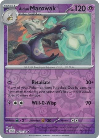 Pokemon - Alolan Marowak 057/159 Journey Together – Reverse Foil – Single Card