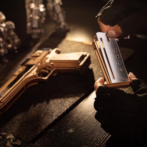 MU Wood Puzzle for Adult Desert Eagle-Golden Armour Defender Rubber Band Gun Building, AK47 Revolver Pistol Toys 3D Metal Puzzles Model Kits, Handgun DIY Kits Xmas Birthday Gifts Desk Decor by MU - Image 5