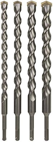 Sabre Tools 4-Piece 12 Inch SDS Plus Drill Bit Set, Carbide Tipped, Rotary Hammer Drill Bits for Brick, Stone, Concrete (5/8in x 12in, 3/4in x 12in, 7/8in x 12in, 1in x 12in)