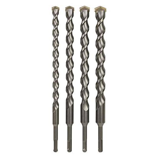 Sabre Tools 4-Piece 12 Inch SDS Plus Drill Bit Set, Carbide Tipped, Rotary Hammer Drill Bits for Brick, Stone, Concrete (5/8in x 12in, 3/4in x 12in, 7/8in x 12in, 1in x 12in)