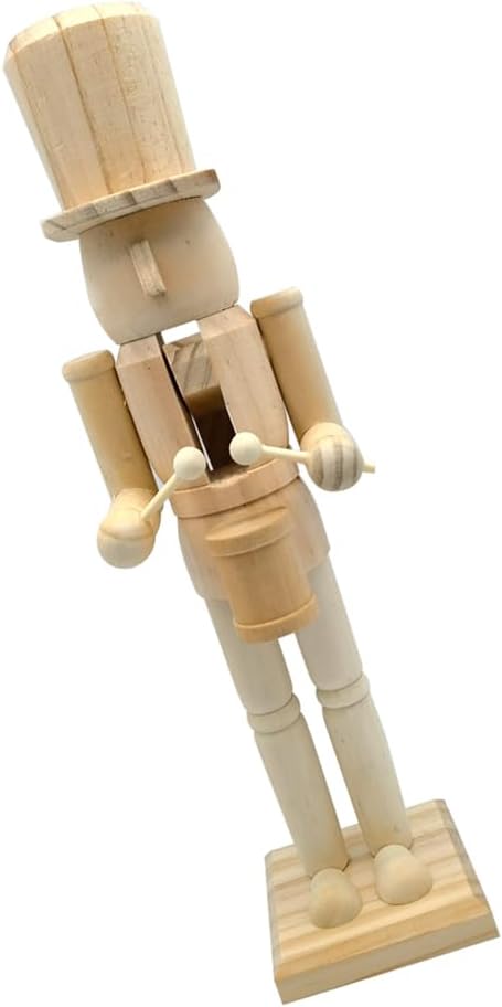 LUOZZY 15" Unfinished Nutcracker Wooden Christmas Nutcracker with Drum DIY Blank Unpainted Nutcracker Puppet Soldier Christmas Table Centerpieces Decorations