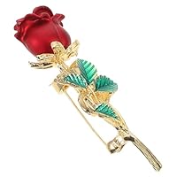 ROMANSENTIAL Elegante Rosa Flor Broche Pin Para Las Mujeres Rosa Pin Para Broches De Vestido Rosa Flor Cumpleaños Broche Broche Pin Rojo Broche Pin