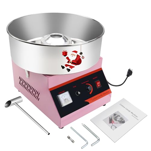 Cotton Candy Machine Commercial, 1000W Professional Cotton Candy Maker Machine with Stainless Steel Bowl, Sugar Scoop and Fuse, Electric Candy Floss Maker for Home Kids Birthday, Family Party, Pink