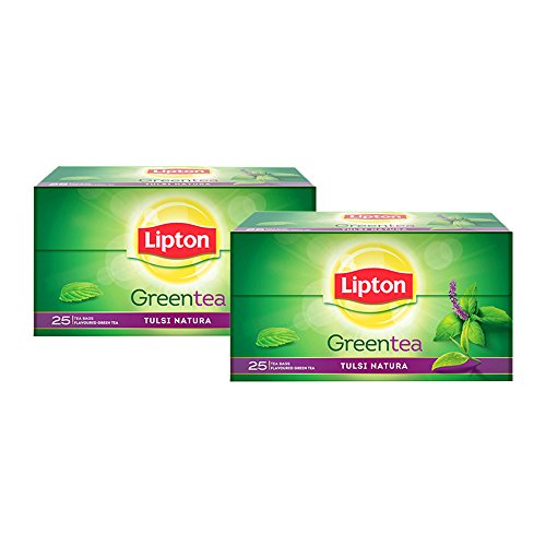 Lipton Tulsi Natura Green Tea Bags, 25 Tea Bags(Pack of 2),65 Grams