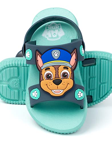 Paw Patrol Kids Sandals | Boys Blue Sliders with Supportive Strap | Chase The Police Dog Summer Shoes | Slip-on Footwear4