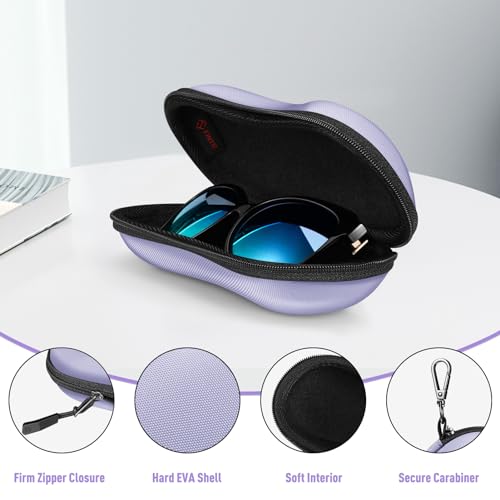 Image of FINTIE Sunglasses Case, Hard EVA Shell Shockproof Sport Glasses Case with Metal Carabiner Travel Zipper Eyeglasses Holder