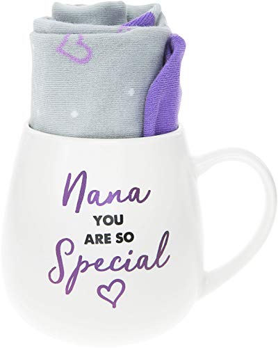 Pavilion Gift Company Nana You are So Special Heart Socks & 15.5 Oz Coffee Cup Mug Gift Set, White