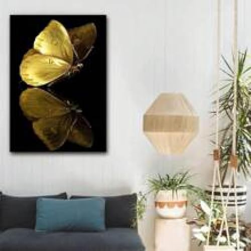 Toile papillon jaune 50x70 cm avec cadre interne XINBAO - 4