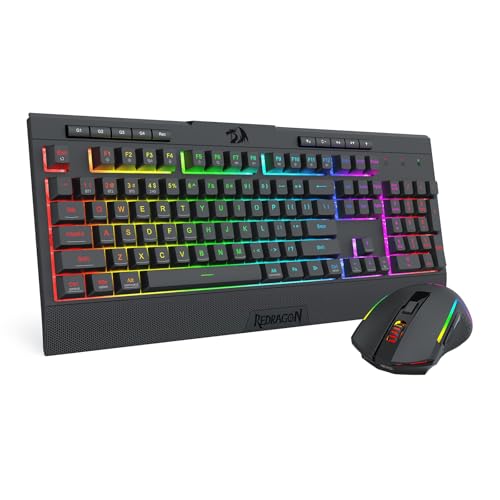 Image of Redragon S151 PRO 3-Mode Wilreess Gaming Keyboard & Mouse Combo, 104 Keys K525 RGB Membrane Keyboard and 10000 DPI M616 Gaming Mouse Bundle