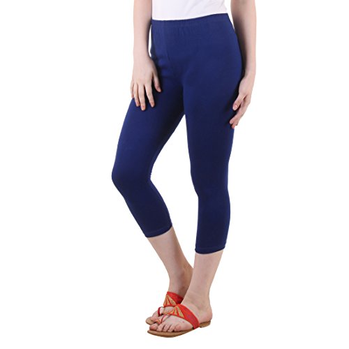Image of DIAZ Women Cotton Stretchable Capri | Slim /Regular Fit | Breathable Yoga, Gym & Lounge Wear | High-Waist Stretchable 3 /4 Length Leggings with Wide Waistband - Pack of 1