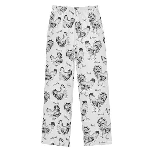 ZZXXB Rooster Graphic Pattern Boys Long Pants Soft Trousers Elastic Waist Kids Lounge Bottoms with Pockets S-XL