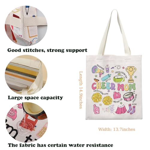 KUIYAI Cheer Mom Tote Bag Cheerleading Mama GiftCheer Team Gift Cheerleader Life Canvas Bag Game Day Cheer Dancer Gift2