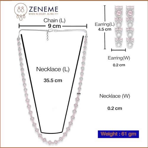 Circular American Diamond Necklace Earring Set
