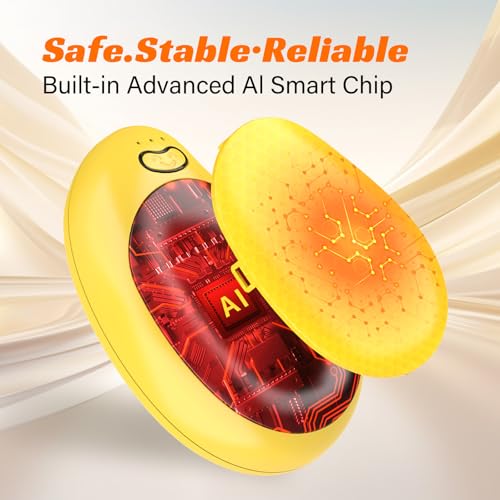 2-Pack Rechargeable Hand Warmers, FANDLISS USB Electric Magnetic Handwarmers with an 8000mAh High-Performance Battery and 3 Temperature Settings,Suitable for Outdoor, Skiing,Camping,Unisex, Yellow - Image 5