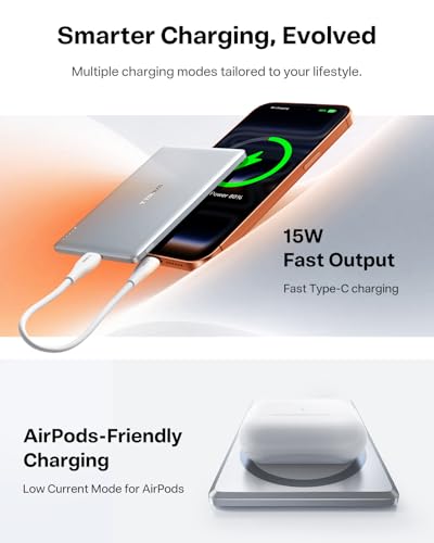 Image of TORRAS MiniMag Power Bank, Ultra Slim 5,000mAh Wireless Portable Charger with USB-C Cable, Fast Charging iPhone Air MagSafe Battery Compatible for iPhone 17 Pro Max /17 Pro /Air /17 /16 /15 /14 /13 /12,White