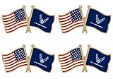 US Air force Wings Crossed Double Flag Lapel Pins Small Mini Military Flags Friendship Pin Badge Pack of 4