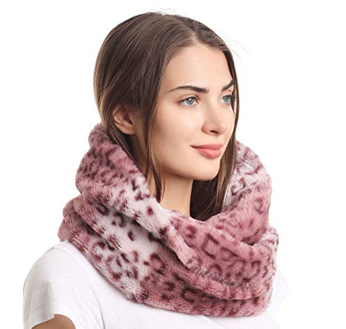 La Carrie Womens Faux Fur Leopard Print Infinity Scarf Loop Circle Neck Warmer(Pink Leopard) La Carrie Womens Faux Fur Leopard Print Infinity Scarf Loop Circle Neck Warmer(Pink Leopard)