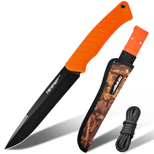 TONIFE Ares Cuchillo Full Tang de Hoja Fija Con Vaina y Paracord, Hoja 8Cr14MoV de Camping al Aire Libre y Supervivencia