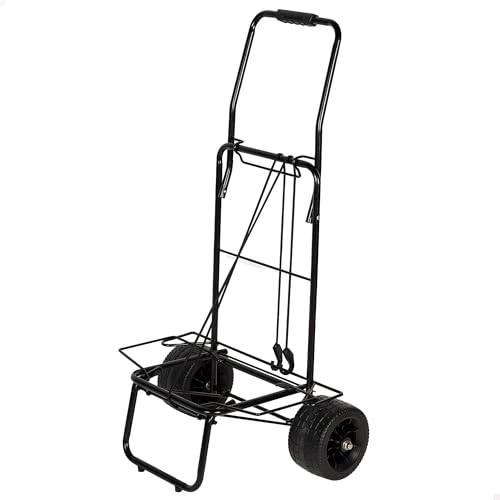 AKTIVE Carro para Playa, 49 x 40 x 100 cm, Ruedas Todoterreno Ø17, Estructura Acero, Manillar ergonómico, Cordón elástico de Agarre, Peso máximo soportado 80 kg, Carrito Transporte Plegable (62377)