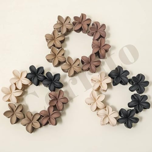 Image of Cerrito Flower Hair Claw Clips for Women Girls - 4 Pcs Medium Strong Hold Clamps for Thick Thin Hair, Matte Nonslip, Neutral Floral Claw, Styling Hair Accessories, Ponytail Holder, Multicolor