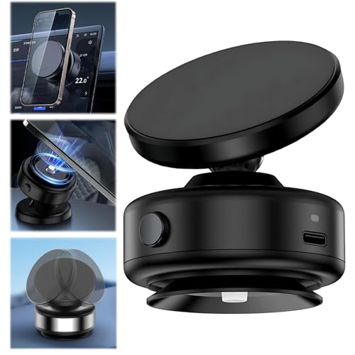 MuSylonz Electric Vacuum Magnetic Car Phone Holder, 360° Rotating Magnetic Phone Holder with Strong Magnet, for Car, Gym (Black)
