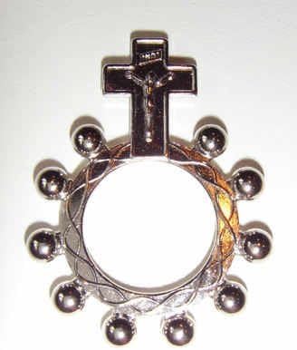 1 One Decade pocket rosary beads - silver metal rosary ring
