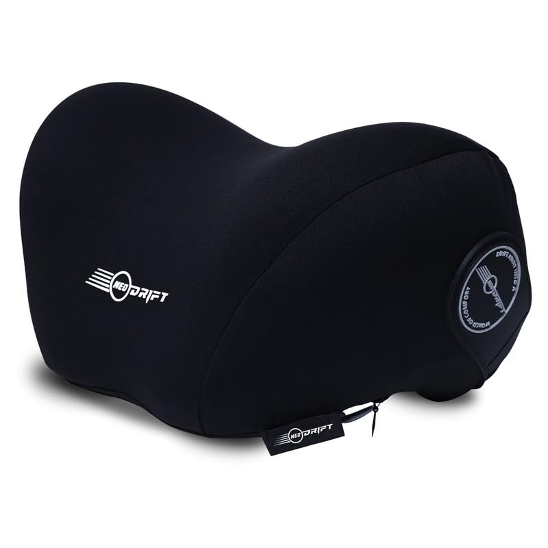 Image of Neodrift 'NeckFlow Pro' - Car Neck Rest Cushion Orthopedic Velvet Memory Foam Pillow for Neck, Head, Shoulder Support - Pain Relief for Car, 1 Pc (Colour-Black)