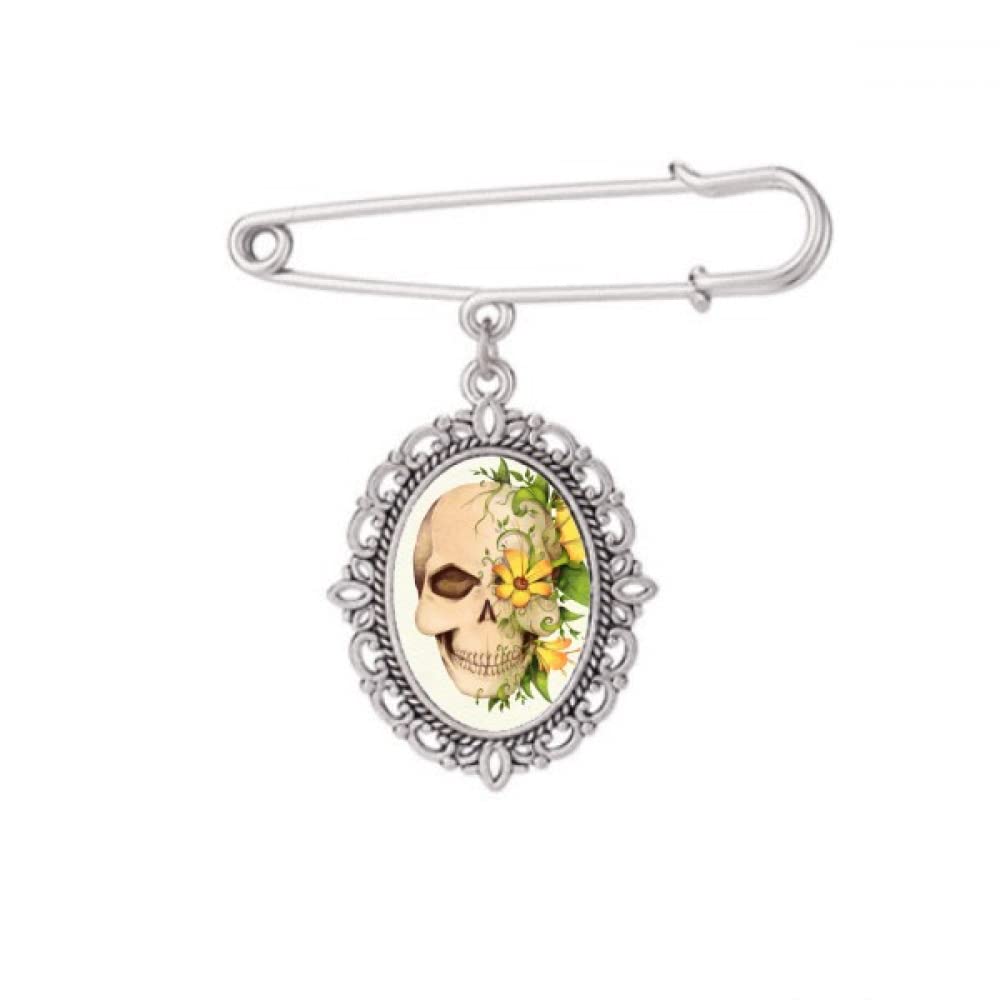 Broche fleur illustration squelette M pour robe - 5