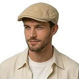 ZLYC Homme Eté Casquette Béret Plate Chapeau Plate(Uni Beige)