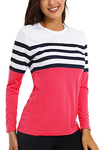 GOLDPKF Long Sleeve t Shirts for Women Tennis Shirts for Women Womens Tshirt Pack Women Shirt Women Full Sleeve Tshirts Womens Shirts Long Sleeve Sports Long Sleeve t Shirt Shirt Rose Red Small