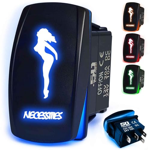 50 Caliber Racing Rocker Switch ON/Off LED Backlit -Necessities- UTV, Auto, Boat 20A 12V (Blue 5359A5)